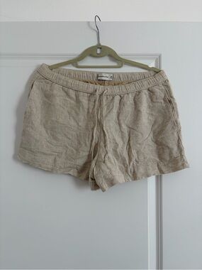 Abercrombie & Fitch Natural-Tan High Waist Linen Shorts